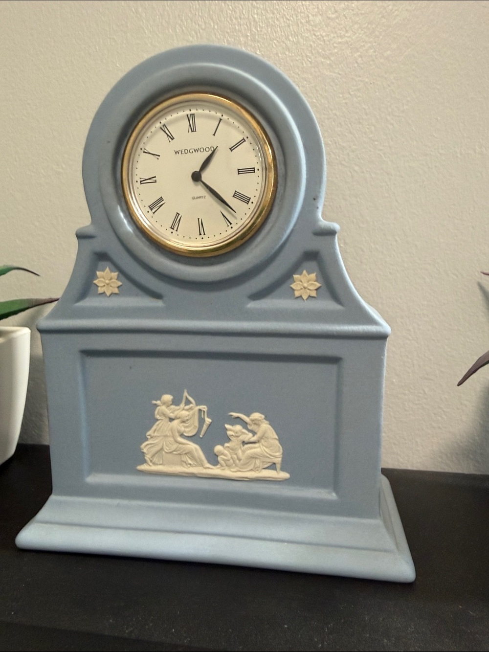 Wedgwood Light Blue and White Jasperware Mantel Clock
